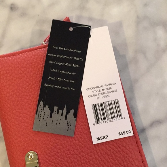 Nicole Miller Patricia Rustic Orange Wallet/New - Picture 6 of 6